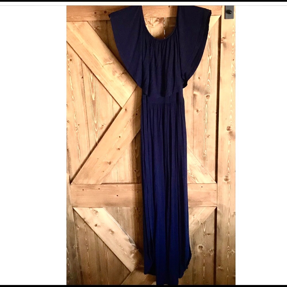 Optional off the shoulder navy blue dress